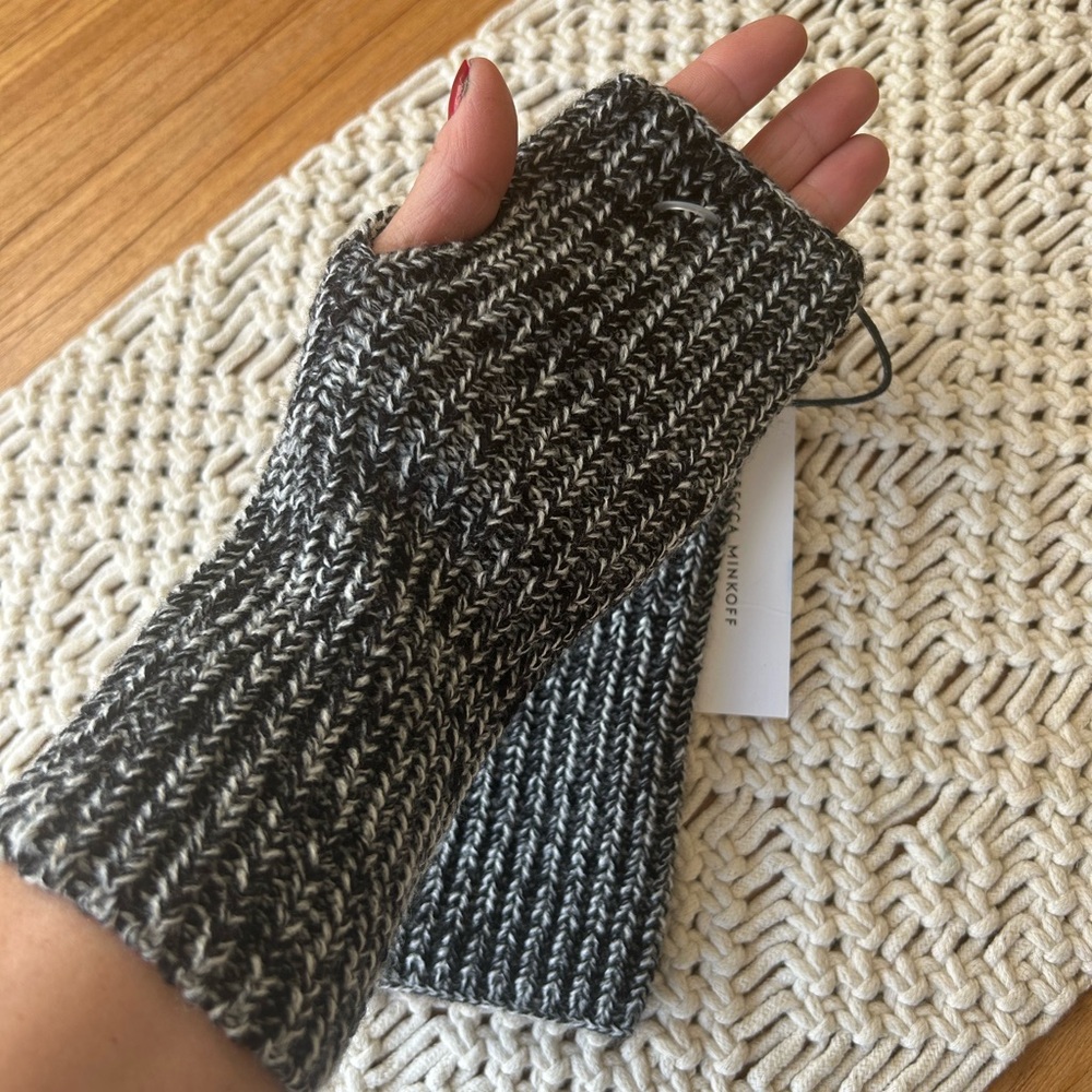 Rebecca Minkoff Black and White Knit Fingerless Gloves/Hand Warmers